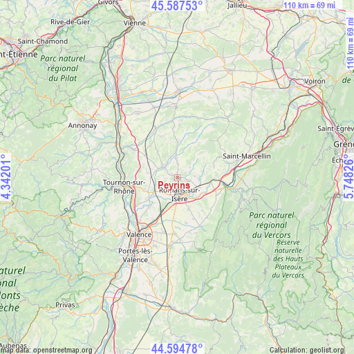 Peyrins on map