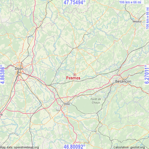 Pesmes on map