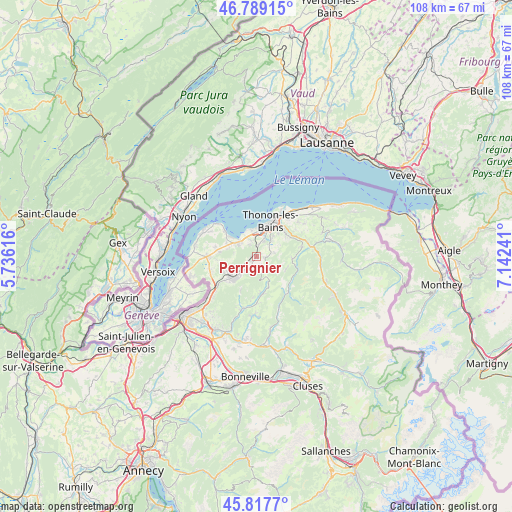 Perrignier on map