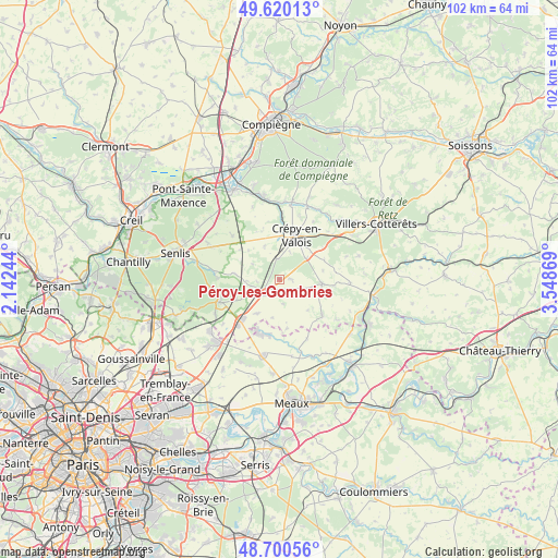 Péroy-les-Gombries on map