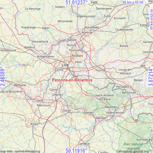 Péronne-en-Mélantois on map