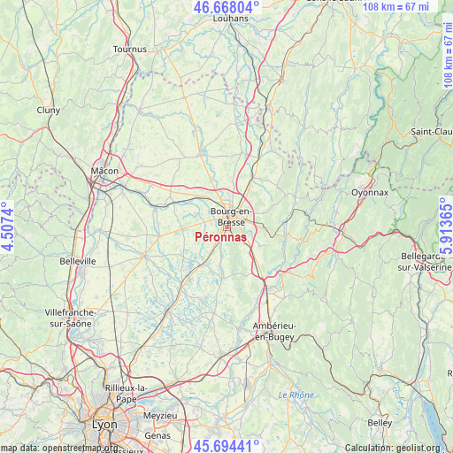 Péronnas on map