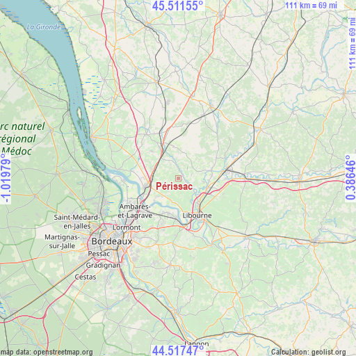 Périssac on map