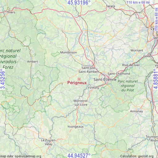 Périgneux on map