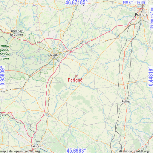 Périgné on map