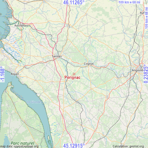 Pérignac on map