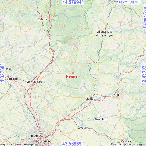 Penne on map