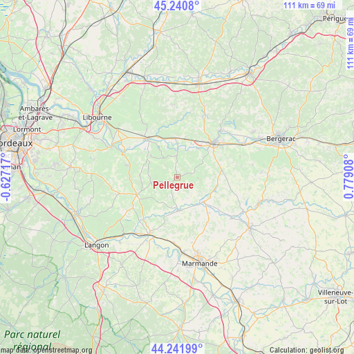 Pellegrue on map