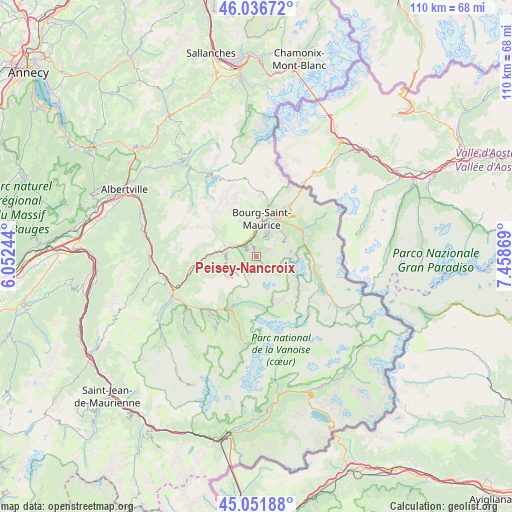 Peisey-Nancroix on map