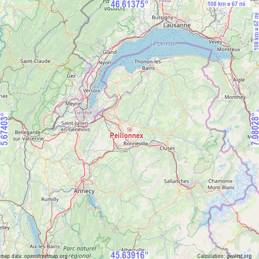 Peillonnex on map