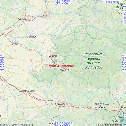 Payrin-Augmontel on map