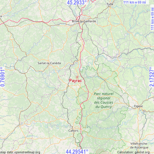 Payrac on map