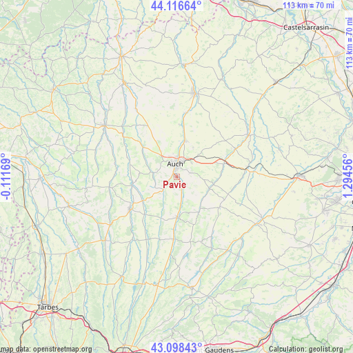 Pavie on map