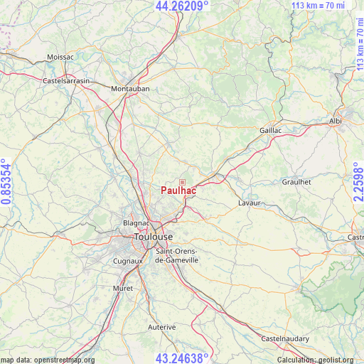 Paulhac on map