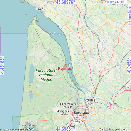 Pauillac on map