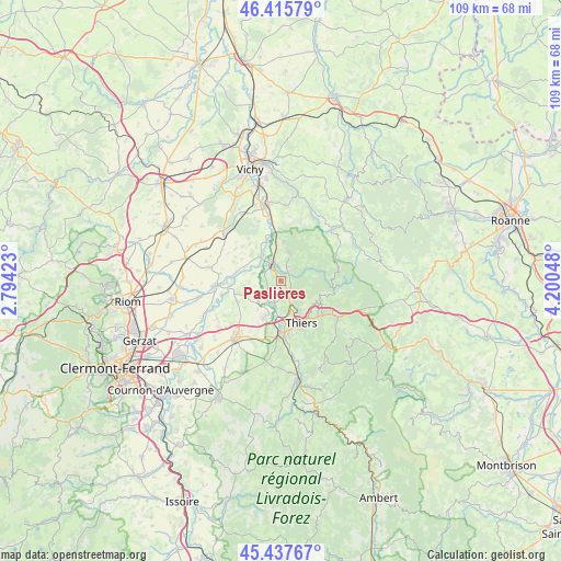 Paslières on map