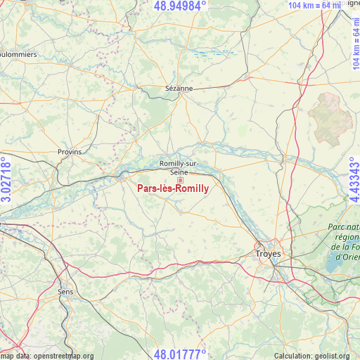 Pars-lès-Romilly on map