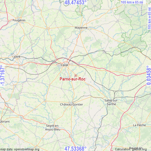 Parné-sur-Roc on map