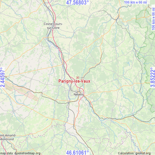 Parigny-les-Vaux on map