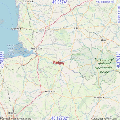 Parigny on map