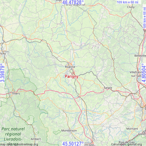 Parigny on map