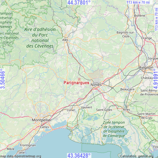 Parignargues on map