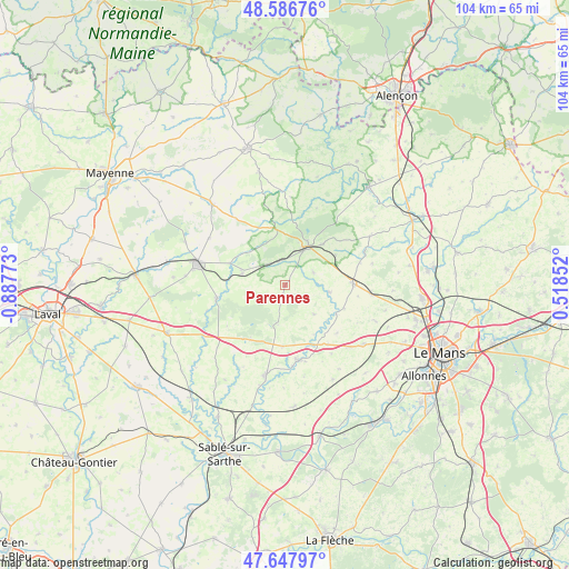 Parennes on map