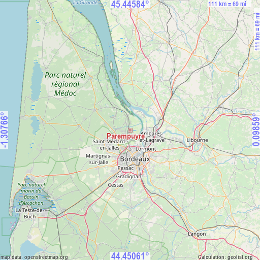 Parempuyre on map