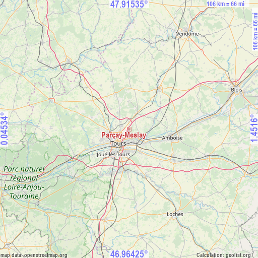 Parçay-Meslay on map
