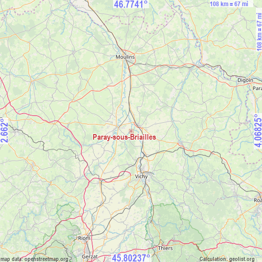 Paray-sous-Briailles on map