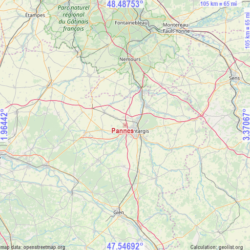 Pannes on map