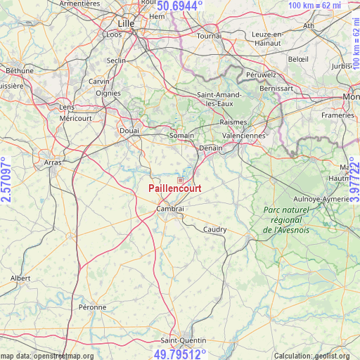 Paillencourt on map