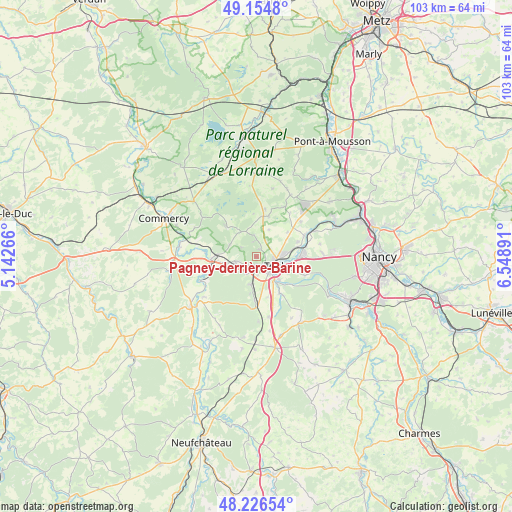 Pagney-derrière-Barine on map