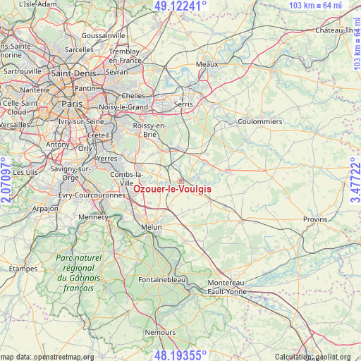 Ozouer-le-Voulgis on map