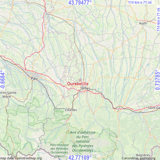 Oursbelille on map