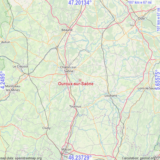 Ouroux-sur-Saône on map