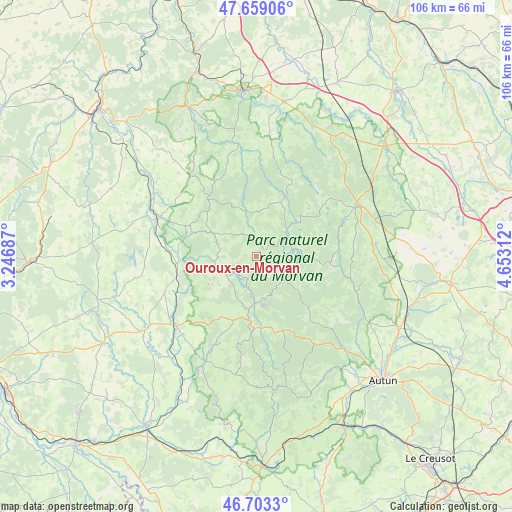 Ouroux-en-Morvan on map