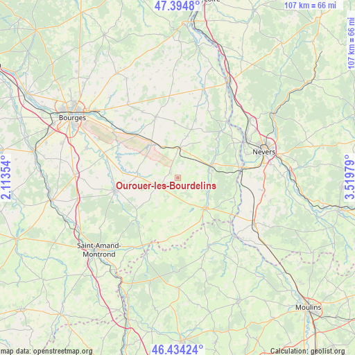 Ourouer-les-Bourdelins on map