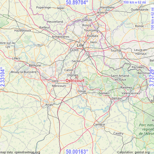 Ostricourt on map