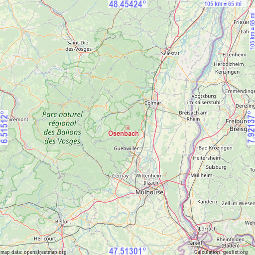 Osenbach on map