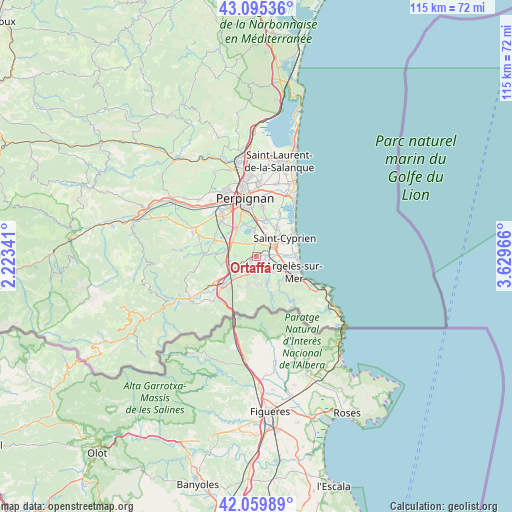 Ortaffa on map