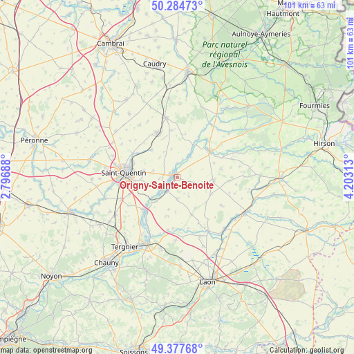 Origny-Sainte-Benoite on map
