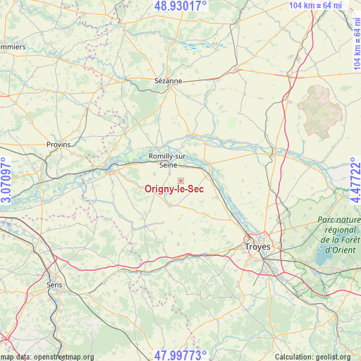 Origny-le-Sec on map