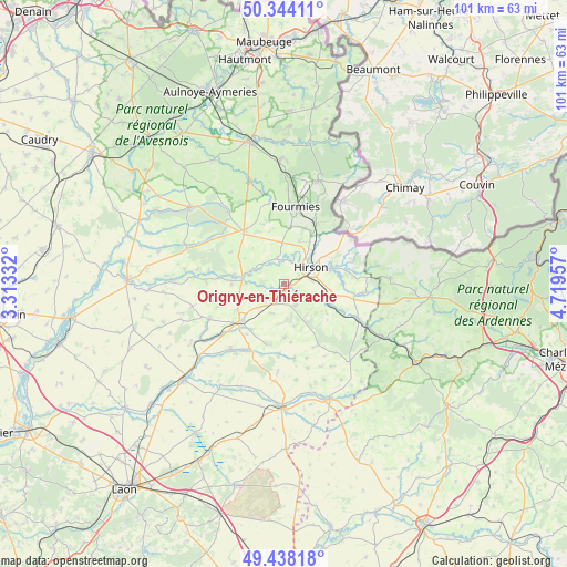 Origny-en-Thiérache on map