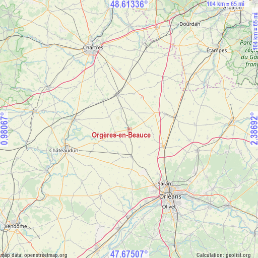Orgères-en-Beauce on map