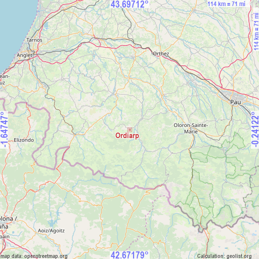 Ordiarp on map