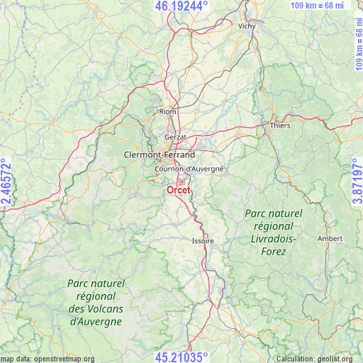 Orcet on map