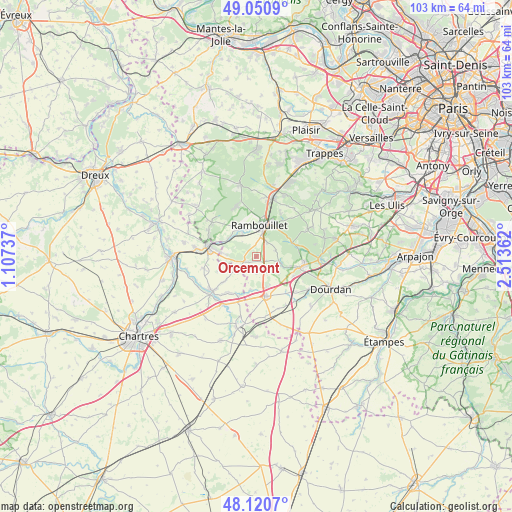 Orcemont on map