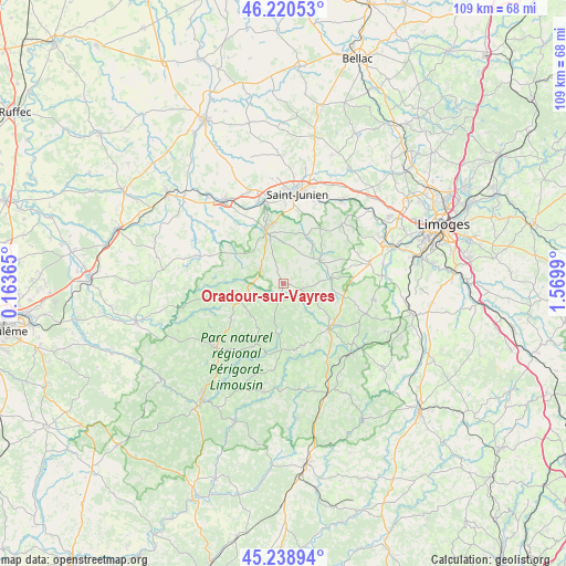 Oradour-sur-Vayres on map