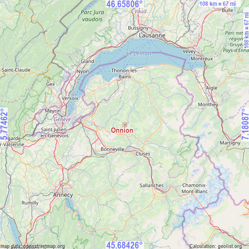 Onnion on map